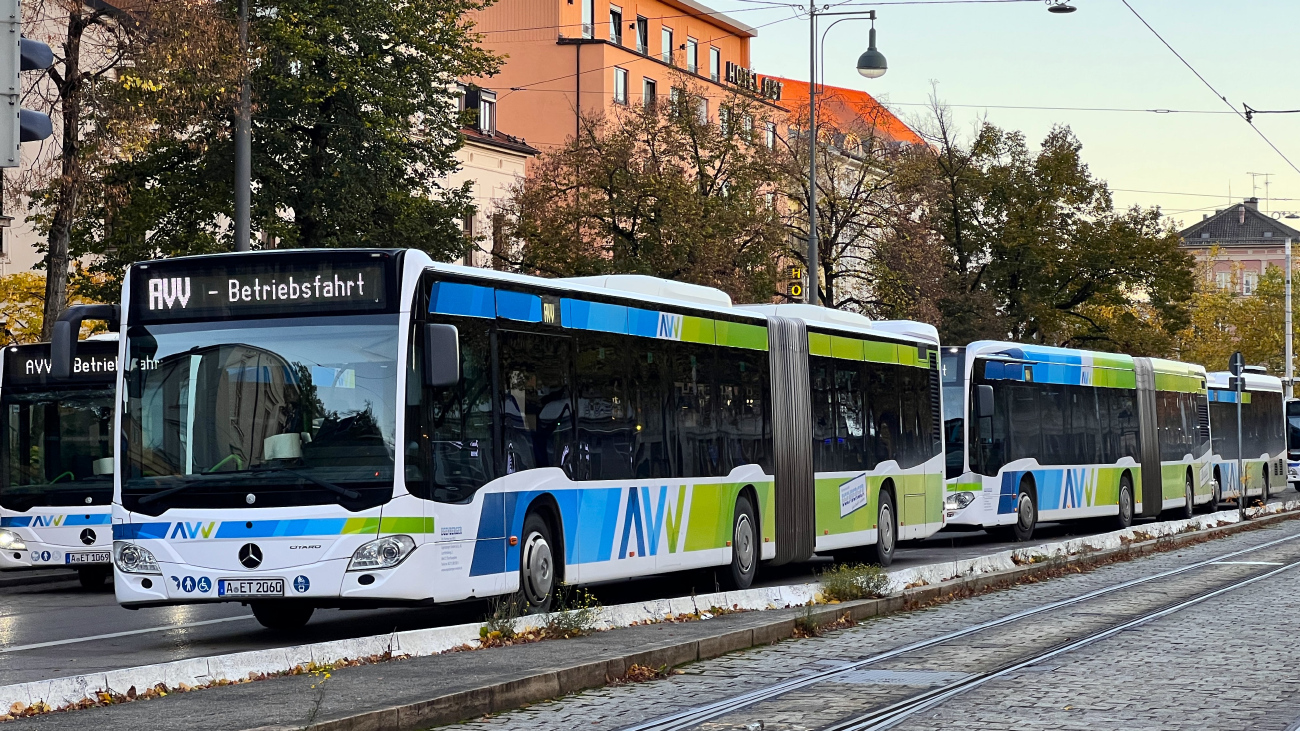 Augsburg, Mercedes-Benz Citaro C2 G # A-ET 2060; Augsburg, Mercedes-Benz Citaro C2 G # A-ET 2800; Augsburg, Mercedes-Benz Citaro C2 LE Hybrid # A-ET 1085